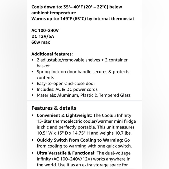 Cooluli Pink Portable Mini Fridge Infinity 15L - Picture 11 of 11